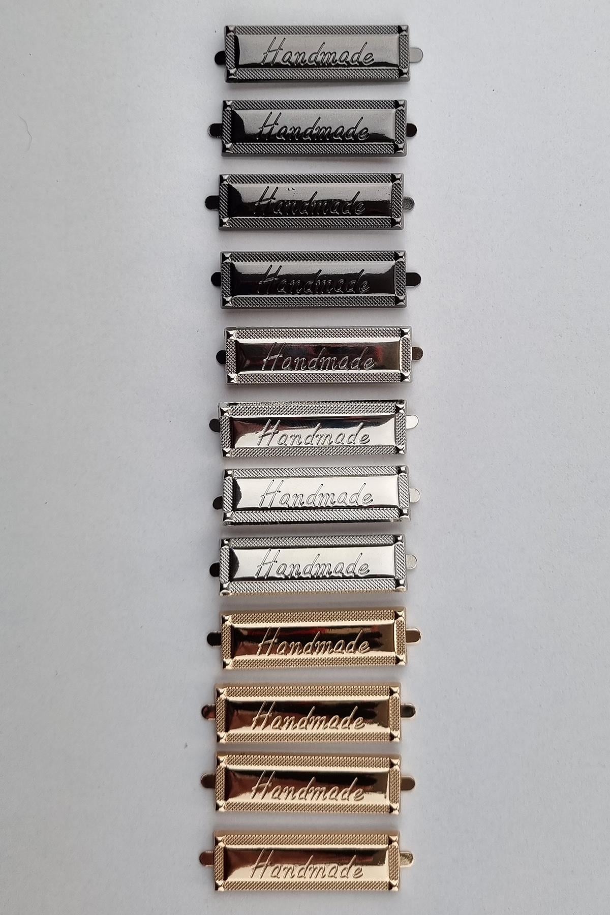 Geçirmeli Metal Handmade Çanta Etiketi  4 cmx1.2 cm