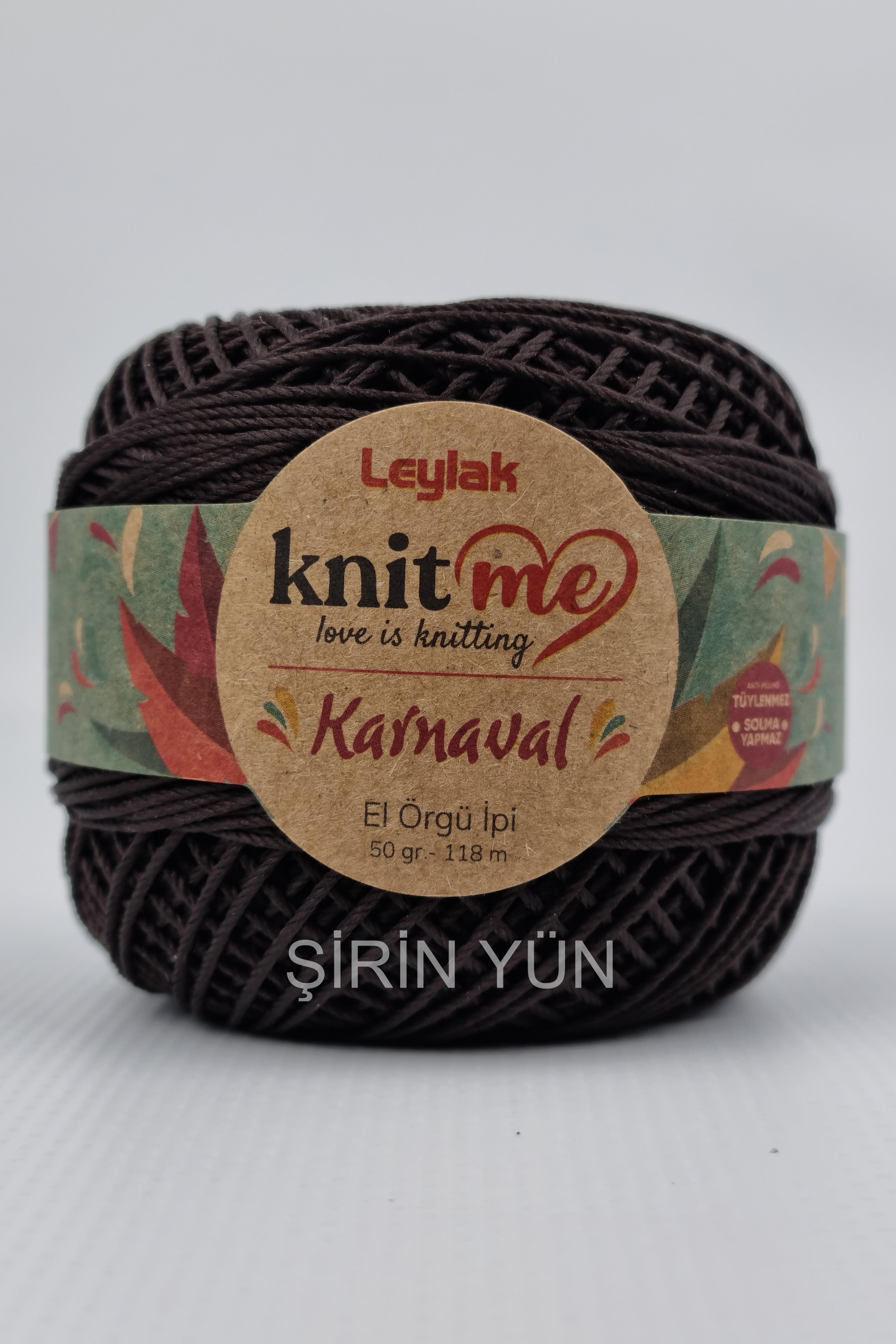 Knitme Karnaval Örgü İpi 50 Gram 118 Metre 20 Kat Kahverengi 811