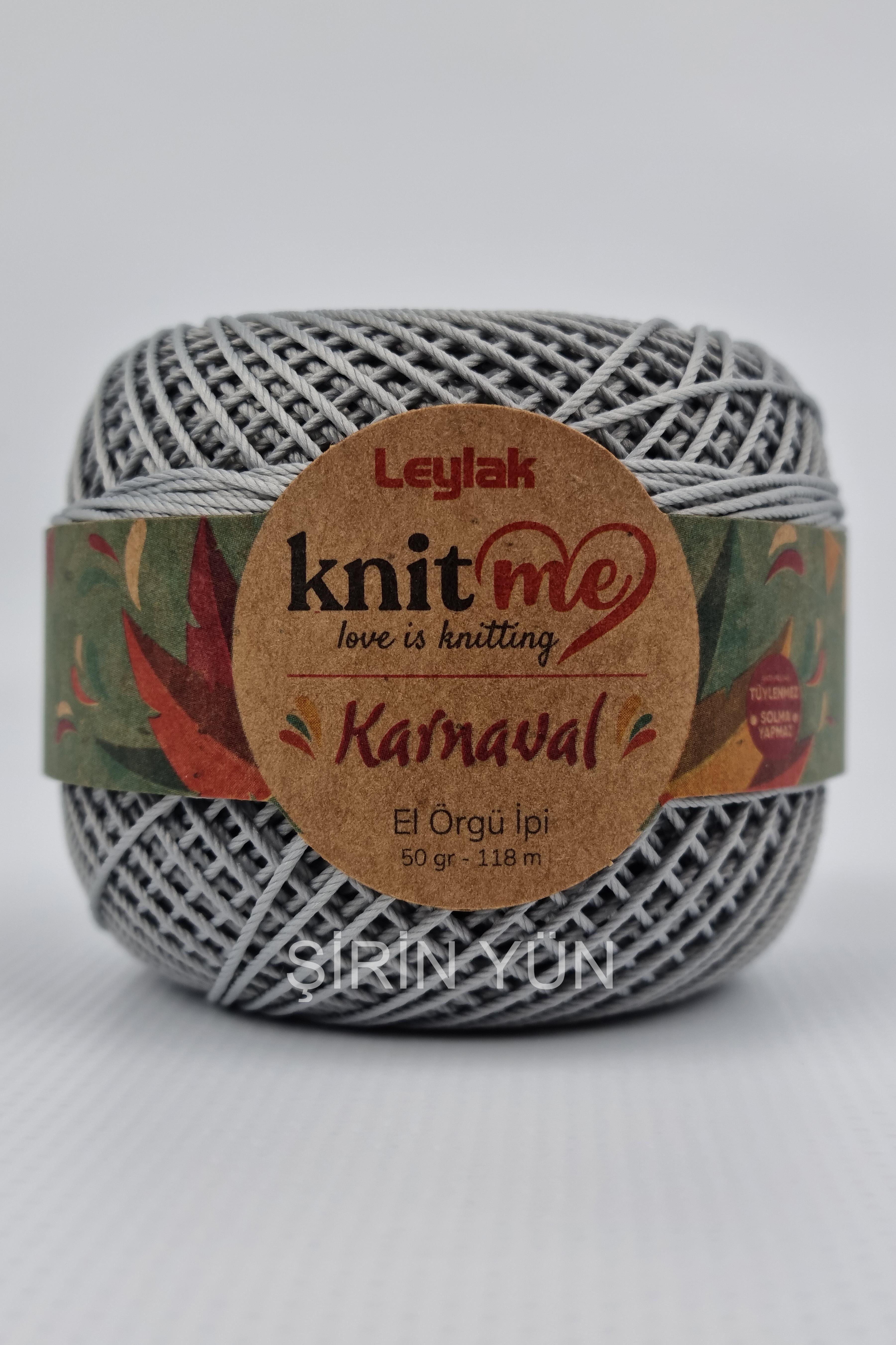 Knitme Karnaval Örgü İpi 50 Gram 118 Metre 20 Kat Gri 3850