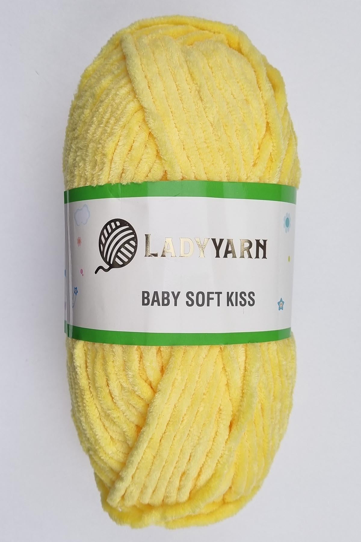 Lady Yarn Baby Soft Kıss Sarı Kadife El Örgü İpi