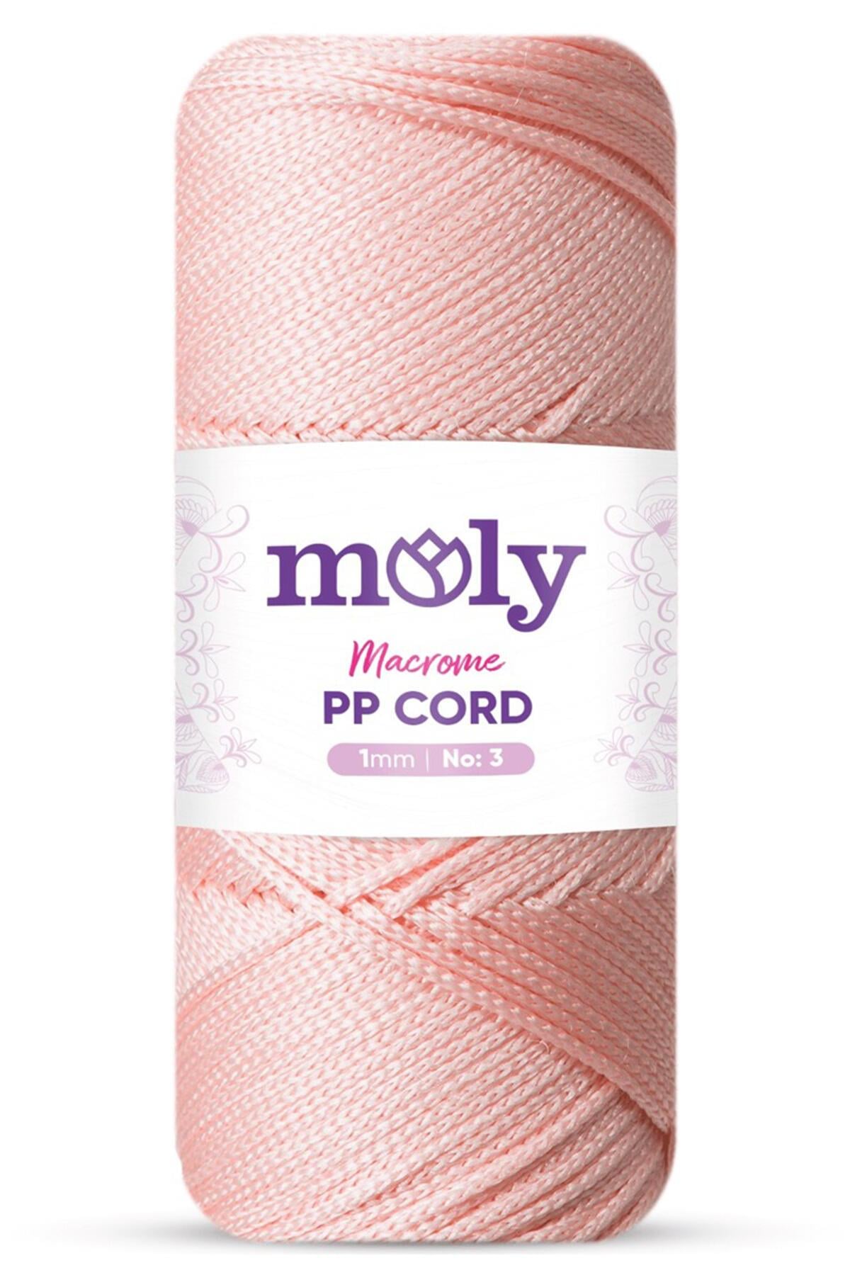 Moly PP Cord Polyester Makrome No:3 1mm 070-Pudra Örgü İpi