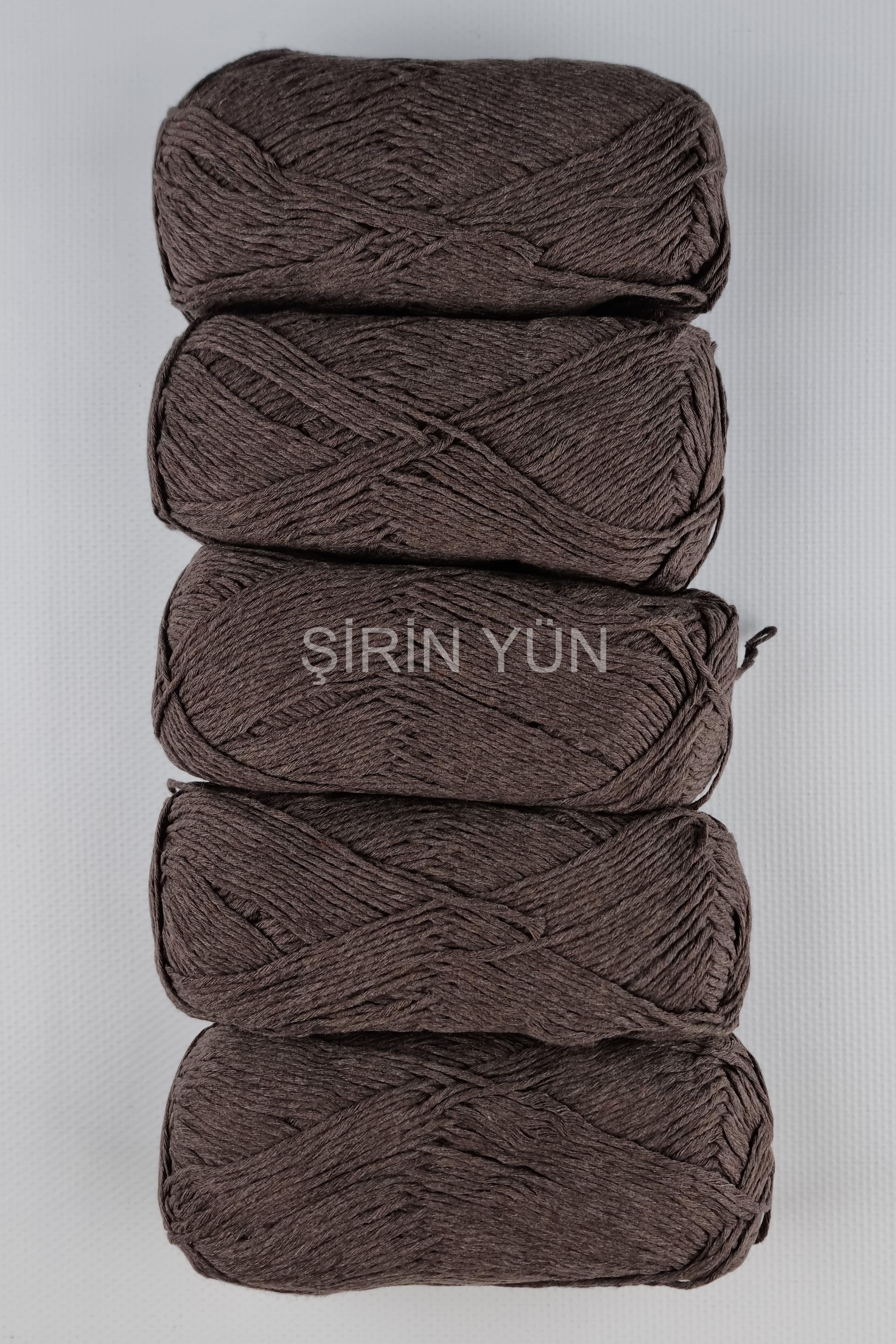 Natural Cotton El Örgü İpi 5'li Paket Koyu Kahverengi
