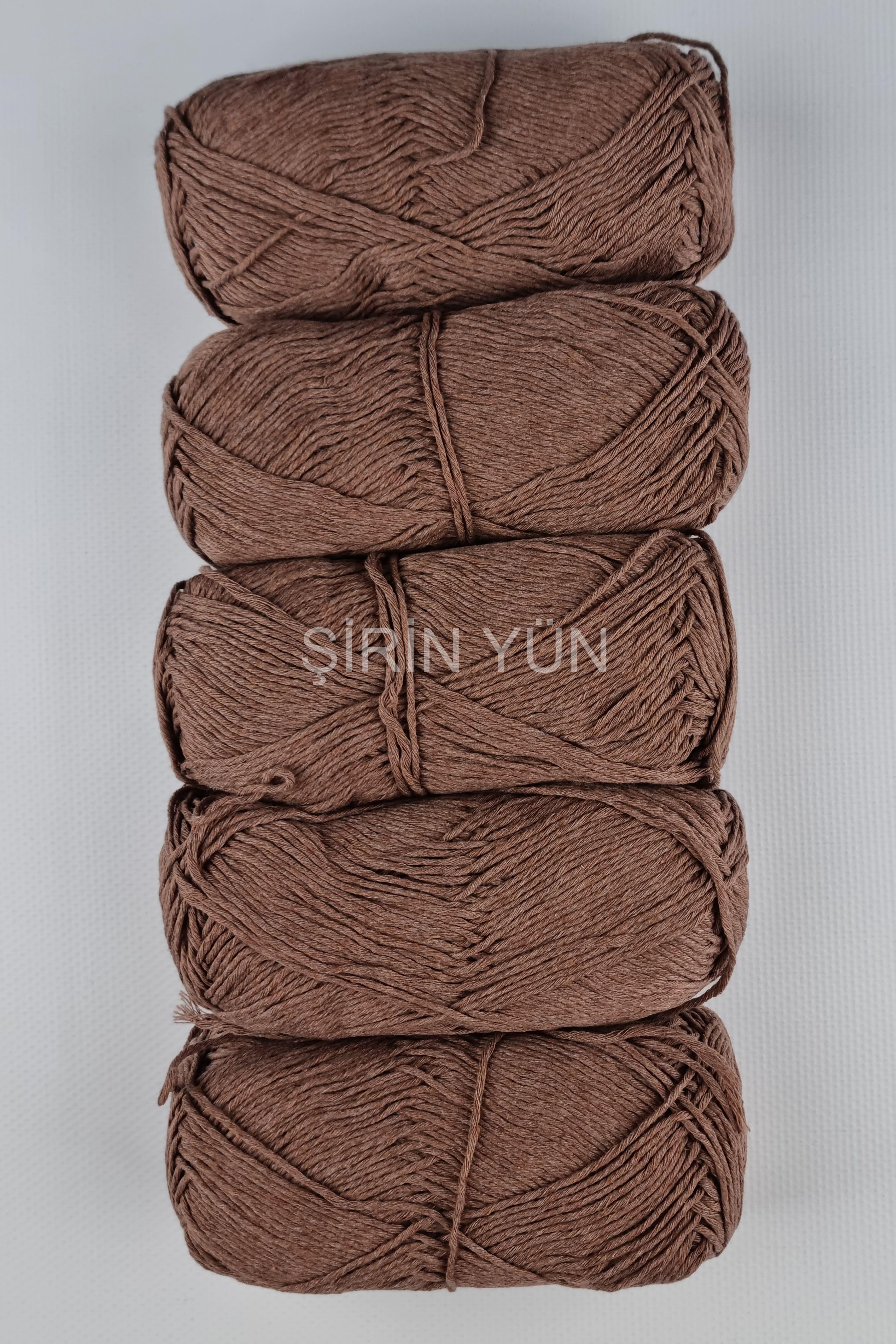 Natural Cotton El Örgü İpi 5'li Paket Kahverengi