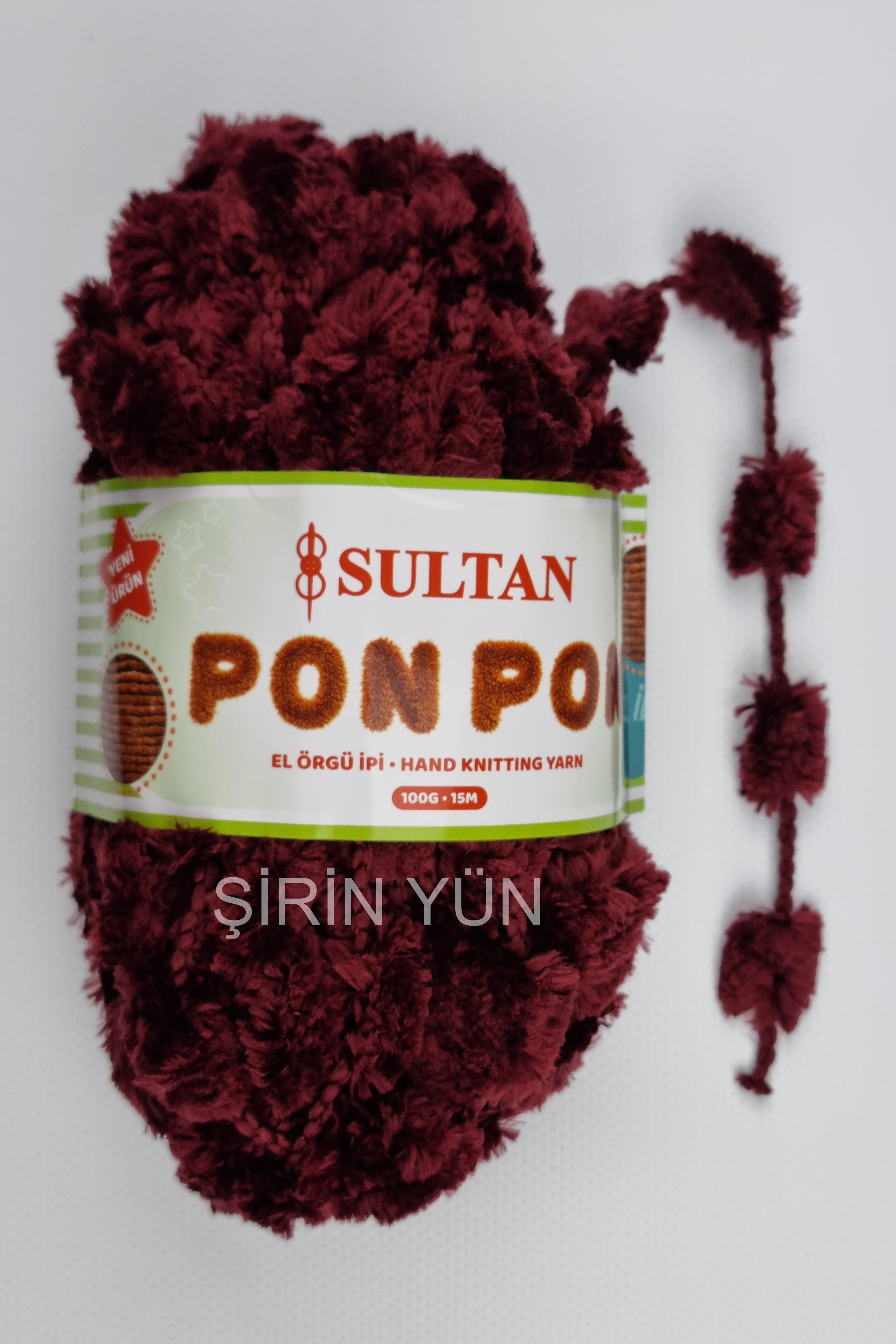 Sultan Ponpon İp 100 Gram 15 Metre %100 Polyester Bordo 936