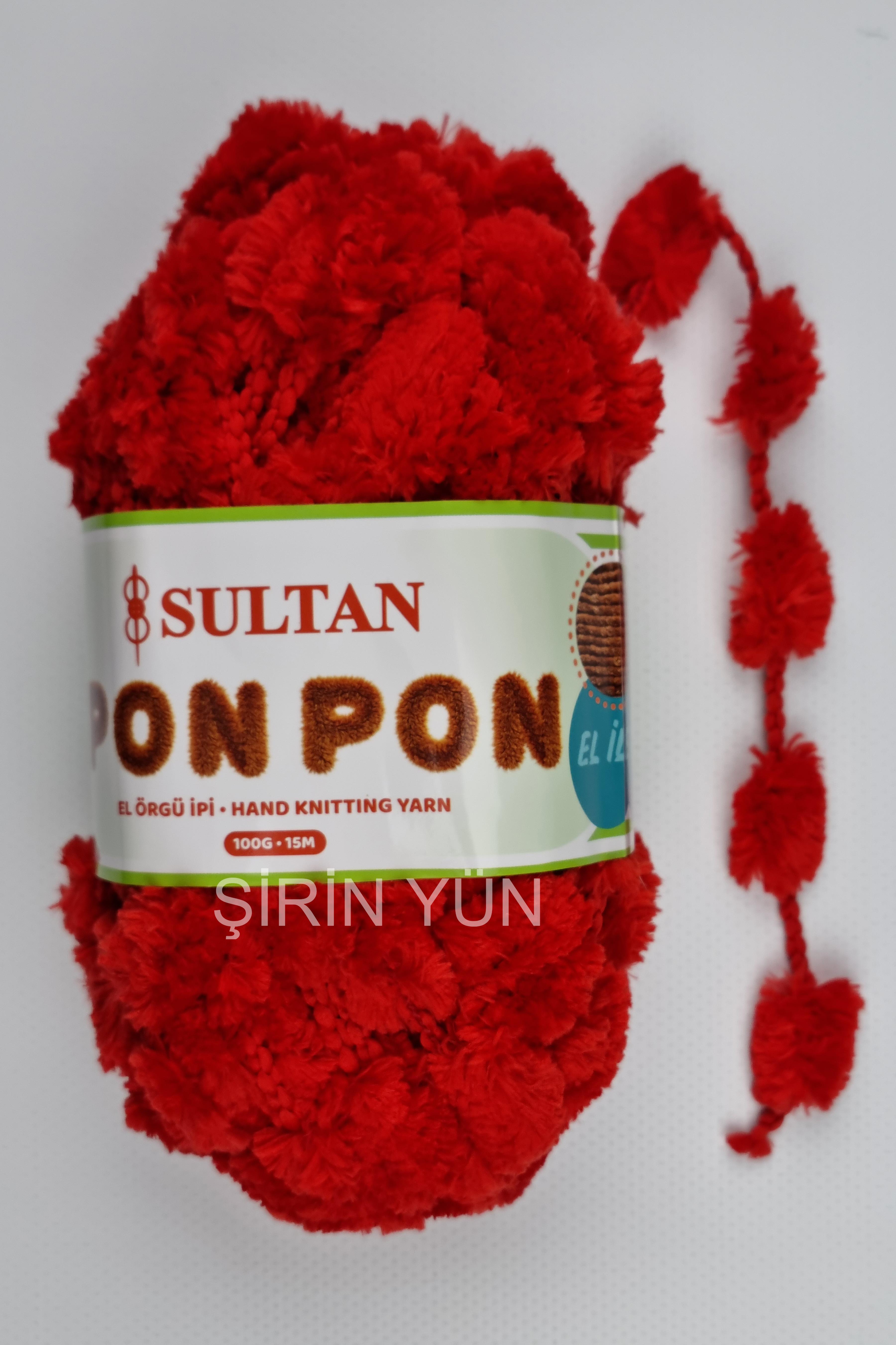Sultan Ponpon İp 100 Gram 15 Metre %100 Polyester Kırmızı 919