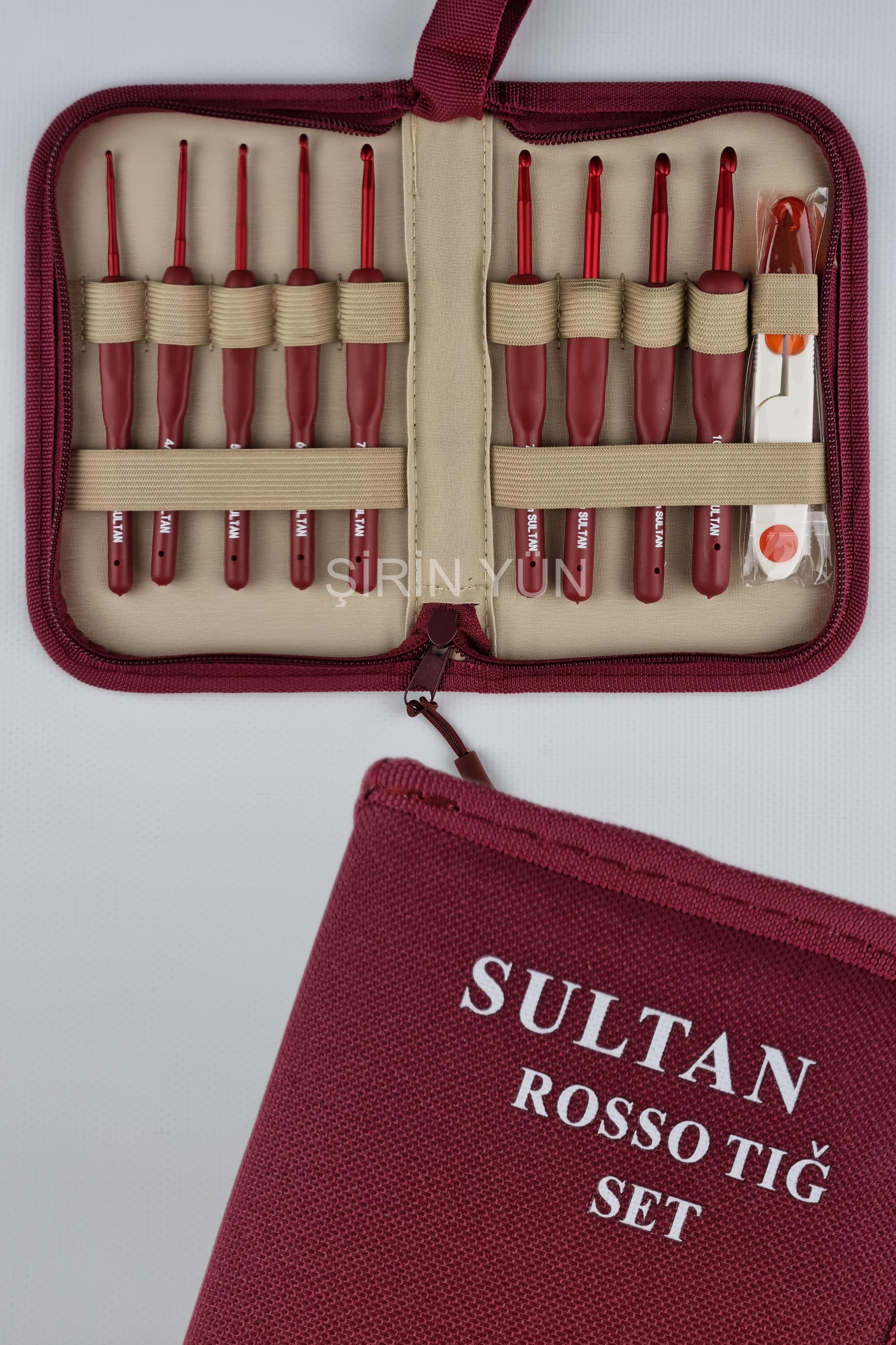 Sultan Rosso Yumuşak Saplı Örgü Tığ Seti