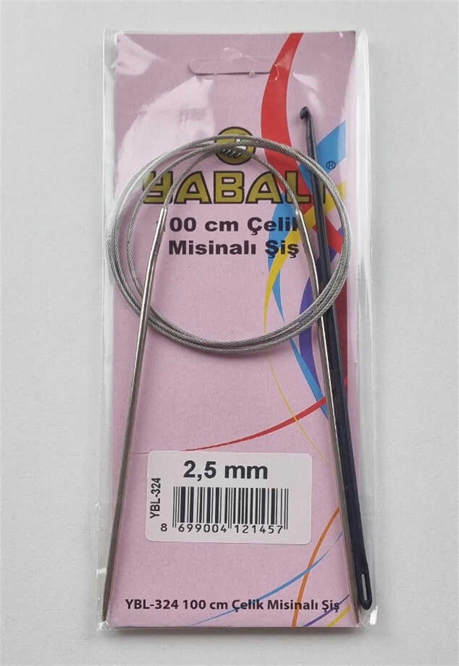Yabalı 100 Cm Çelik Misinalı 2.5 mm Örgü Şişi