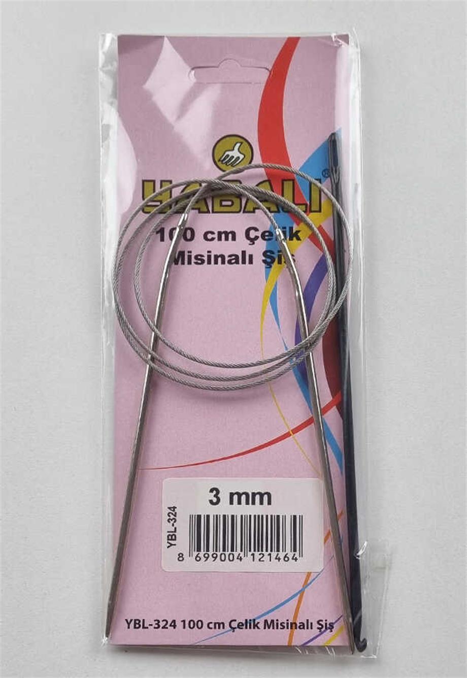 Yabalı 100 Cm Çelik Misinalı 3 mm Örgü Şişi