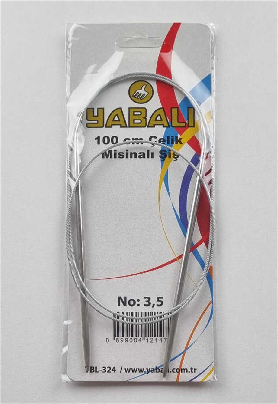 Yabalı 100 Cm Çelik Misinalı 3.5 mm Örgü Şişi