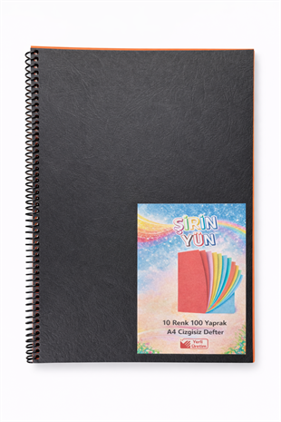 A4 Spiralli Karton Kapaklı 10 Renkli 100 Yaprak Çizgisiz Defter