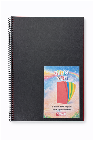 A4 Spiralli Karton Kapaklı 5 Renkli 100 Yaprak Çizgisiz Defter