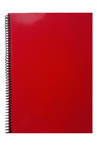 A4 Spiralli Pvc Kapaklı 80 Yaprak Çizgili Defter 1 Adet Kırmızı