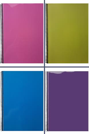 A4 Spiralli Pvc Kapaklı 80 Yaprak Çizgili 4lü Defter Seti Pembe - Sarı - Mavi - Mor