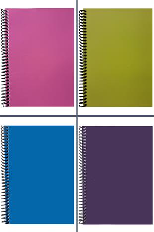 A5 Spiralli Pvc Kapaklı 80 Yaprak Çizgili 4lü Defter Seti Pembe - Sarı - Mavi - Mor