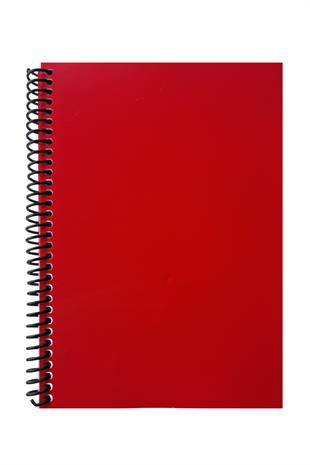 A5 Spiralli Pvc Kapaklı 80 Yaprak Kareli Defter 1 Adet Kırmızı