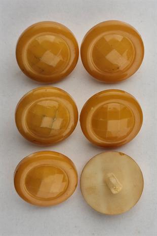 Akrilik Bombeli Yuvarlak Koyu Sarı Kaban Çeket Hırka Yelek Düğmesi 6 Adet