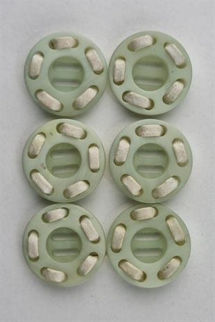 Akrilik Deri Süslemeli Yuvarlak Çağla Kaban Çeket Hırka Yelek Düğmesi 6 Adet