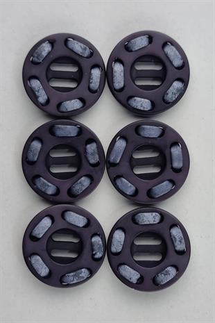 Akrilik Deri Süslemeli Yuvarlak Gece Mavi Kaban Çeket Hırka Yelek Düğmesi 6 Adet