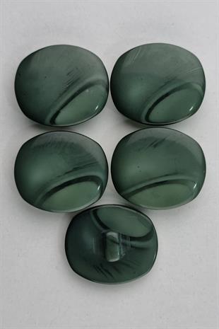 Akrilik Desenli Oval Yeşil Kaban Çeket Hırka Düğmesi 5 Adet