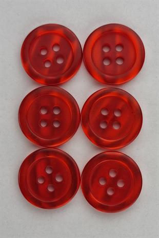 Akrilik Dört Delikli Parlak Mercan Kaban Çeket Hırka Yelek Düğmesi 6 Adet