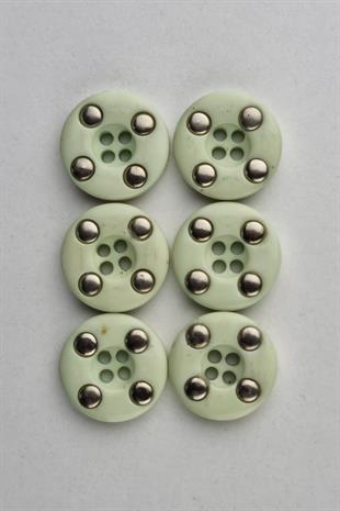 Akrilik Dört Delikli Yuvarlak Nil Yeşili Çeket Hırka Yelek Düğmesi 6 Adet