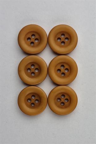 Akrilik Mat Dört Delikli Yuvarlak Deve Tüyü Çeket Hırka Yelek Düğmesi 6 Adet
