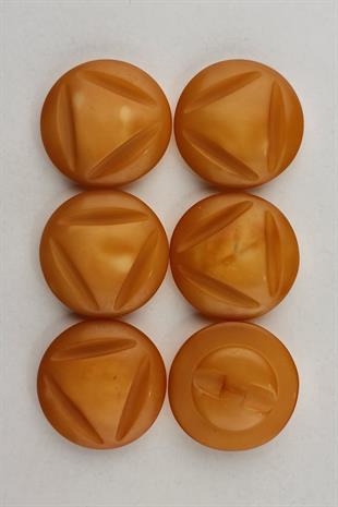 Akrilik Üçgen Figürlü Yuvarlak Balkabağı Kaban Çeket Hırka Düğmesi 6 Adet