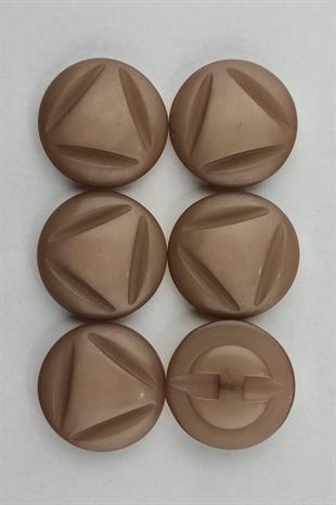 Akrilik Üçgen Figürlü Yuvarlak Bej Kaban Çeket Hırka Düğmesi 6 Adet