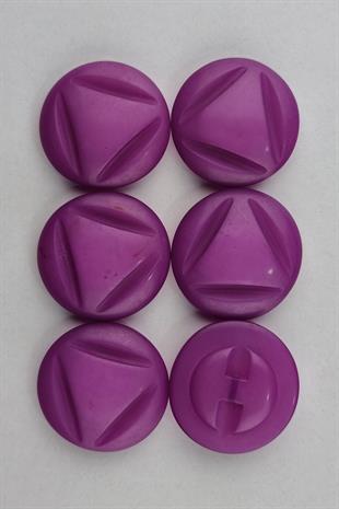 Akrilik Üçgen Figürlü Yuvarlak Mürdüm Kaban Çeket Hırka Düğmesi 6 Adet