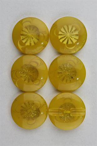 Akrilik Yuvarlak Simli Sarı Kaban Çeket Hırka Düğmesi 6 Adet