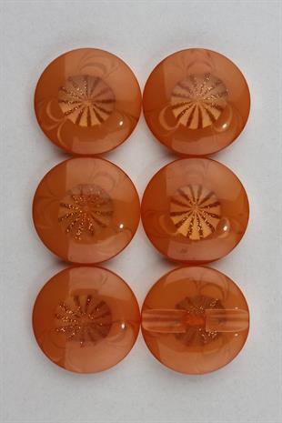 Akrilik Yuvarlak Simli Turuncu Kaban Çeket Hırka Düğmesi 6 Adet