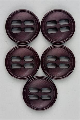 Büyük Akrilik Dikdörtgen Delikli Mürdüm Kaban Çeket Hırka Yelek Düğmesi 5 Adet