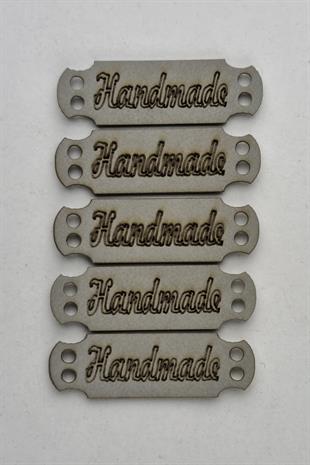 Dikilebilir Deri Dikdörtgen Handmade Etiketi Gri 5 Adet 