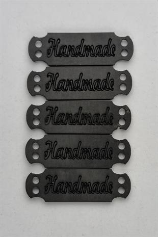 Dikilebilir Deri Dikdörtgen Handmade Etiketi Siyah 5 Adet 