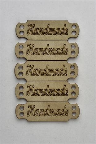 Dikilebilir Deri Dikdörtgen Handmade Etiketi Bej 5 Adet 