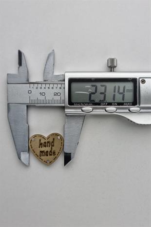 Dikilebilir Deri Kalp Figürlü Handmade Etiketi Taba 5 Adet 