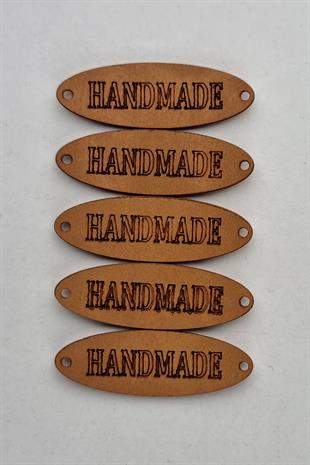 Dikilebilir Deri Oval Handmade Etiketi Taba 5 Adet 
