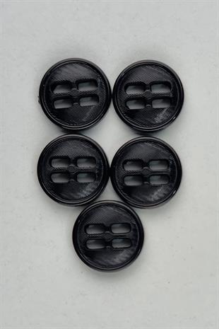 Küçük Akrilik Dikdörtgen Delikli Siyah Kaban Çeket Hırka Yelek Düğmesi 5 Adet
