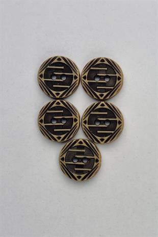 Küçük Boy Ahşap Görünümlü Eskitme Çizgili Kaban Çeket Hırka Yelek Düğmesi 5 Adet