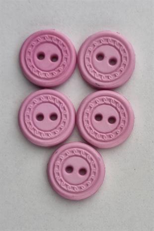 Küçük Boy Zincir Desenli Akrilik Pembe Kaban Çeket Hırka Yelek Düğmesi 5 Adet