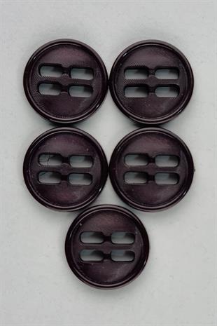 Orta Akrilik Dikdörtgen Delikli Mürdüm Kaban Çeket Hırka Yelek Düğmesi 5 Adet