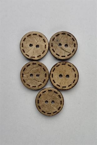 Orta Boy (18 mm) Yuvarlak Kokonat Kaban Çeket Hırka Yelek Düğmesi 5 Adet