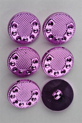 Plastik Parlak Nal Desenli Orkide Kaban Çeket Hırka Düğmesi 6 Adet