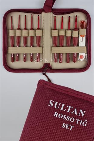 Sultan Rosso Yumuşak Saplı Örgü Tığ Seti