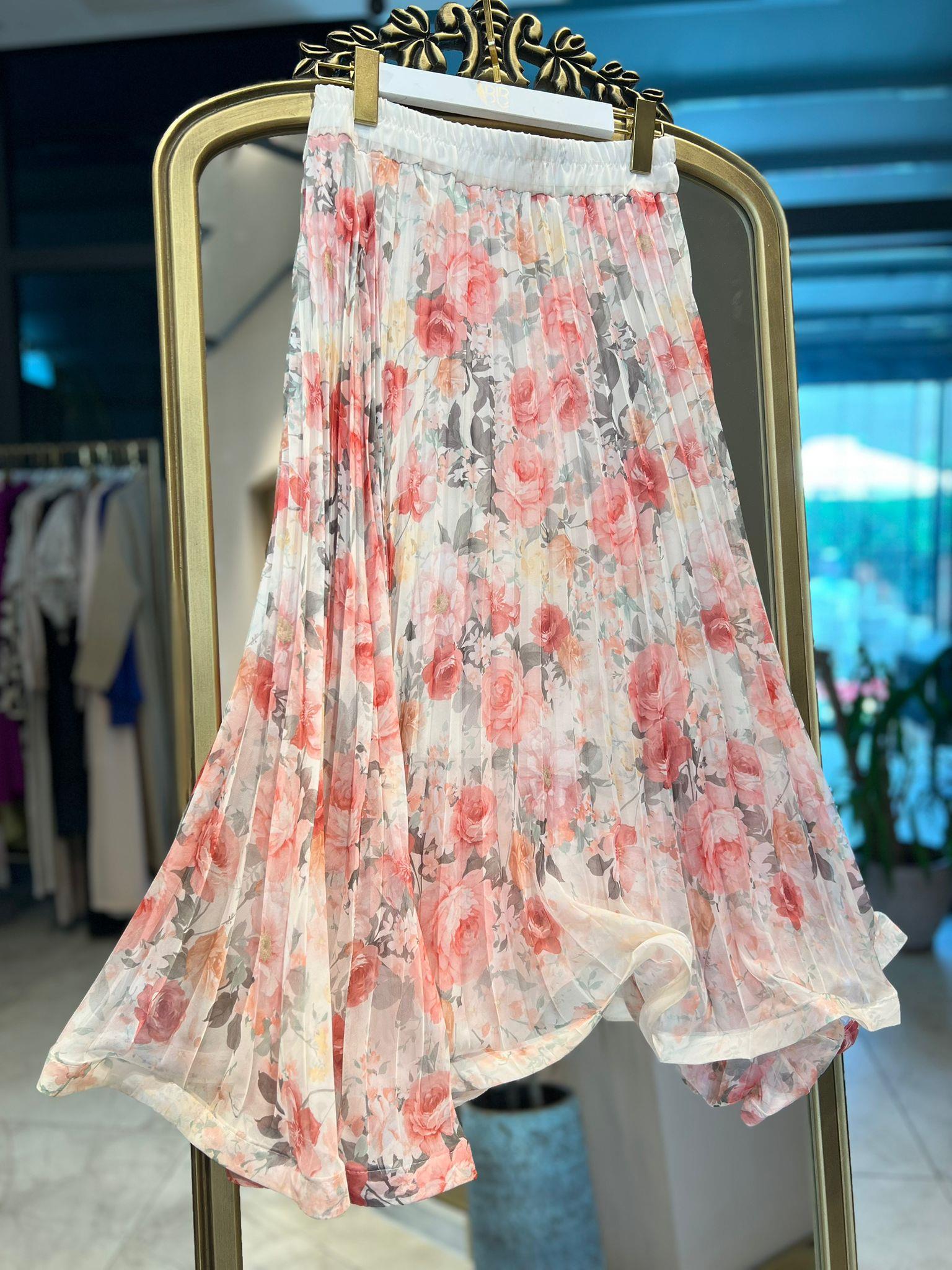 ÇİÇEKLİ PİLİSELİ ETEK