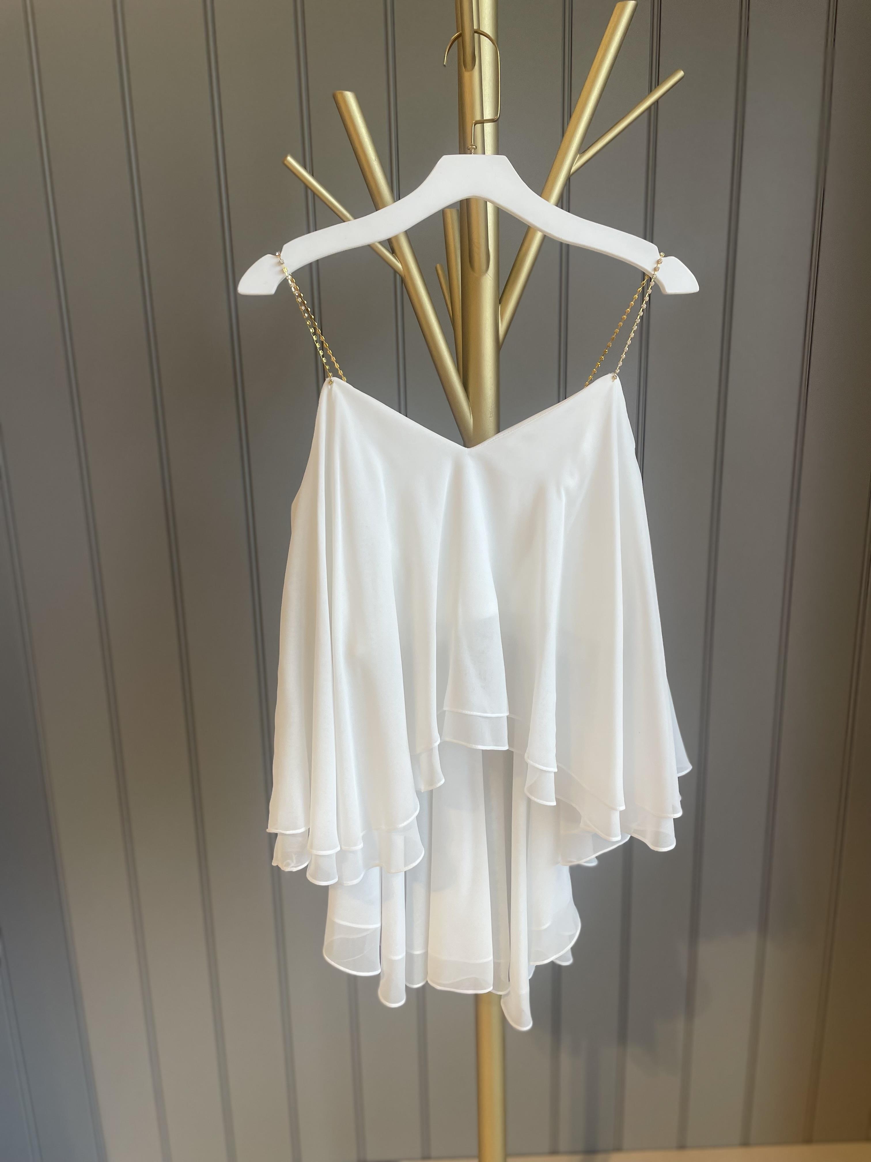 TAŞ ASKILI ŞİFON BLUZ