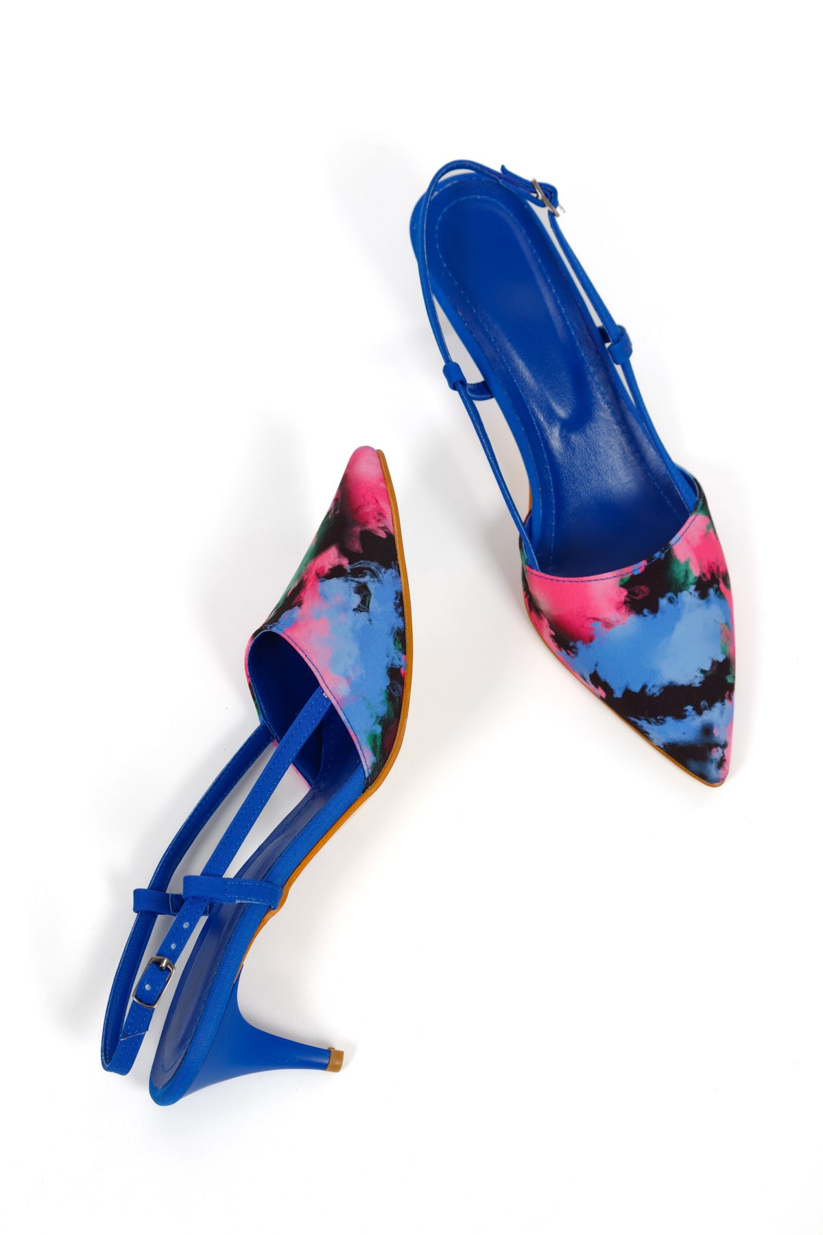 Mavi Stiletto Yanları Açık Topuklu Ayakkabı Carolina - Feyz istanbul