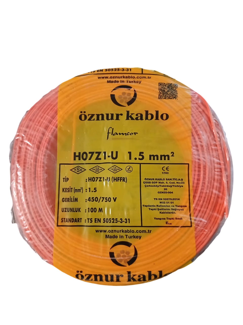 1,5 MM H07Z1-U H.FREE NYA KIRMIZI KABLO