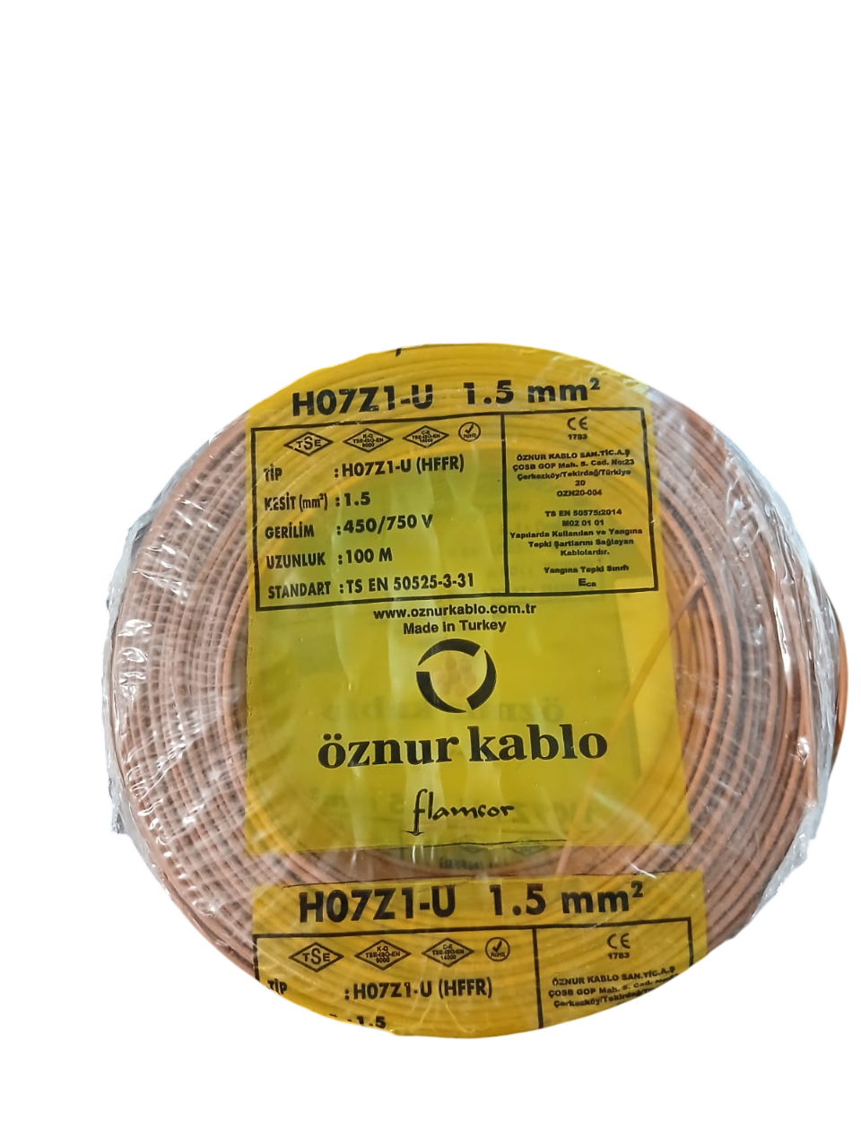 1,5 MM H07Z1-U H.FREE NYA KAHVE KABLO