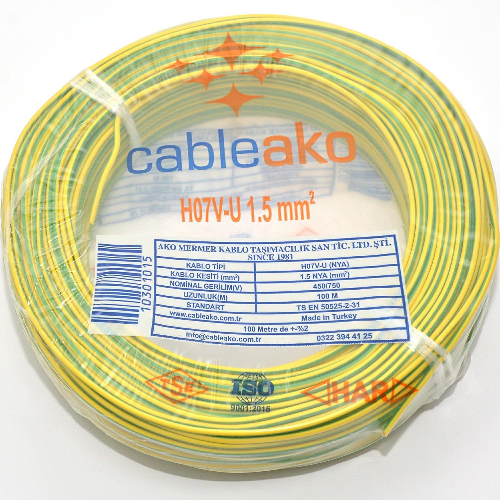 1,5 MM NYA SARI YEŞİL KABLO